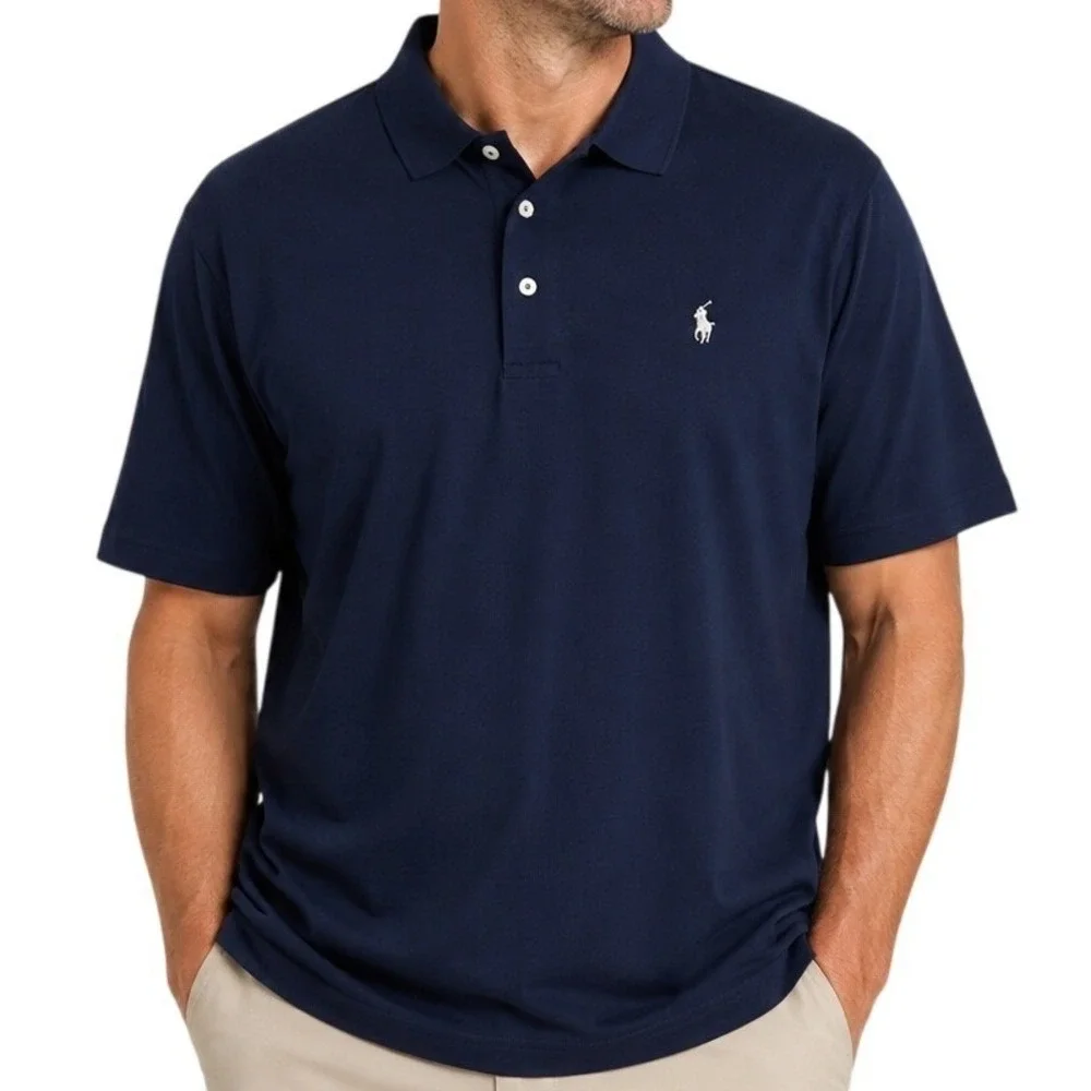Polo Golf Ralph Lauren Navy Blue Pima Cotton Short Sleeve Polo Shirt Men's XL